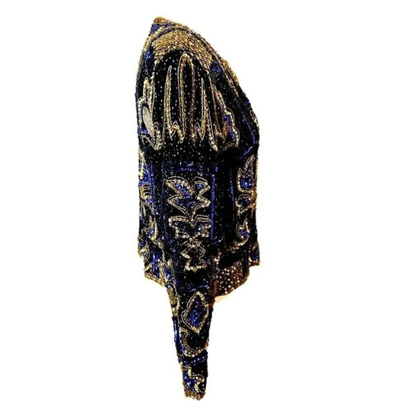 L‎ Vintage 80s Brilliante By J.A. Bedazzled Sequined Beaded Statement Fun Jacket - Picture 4 of 7